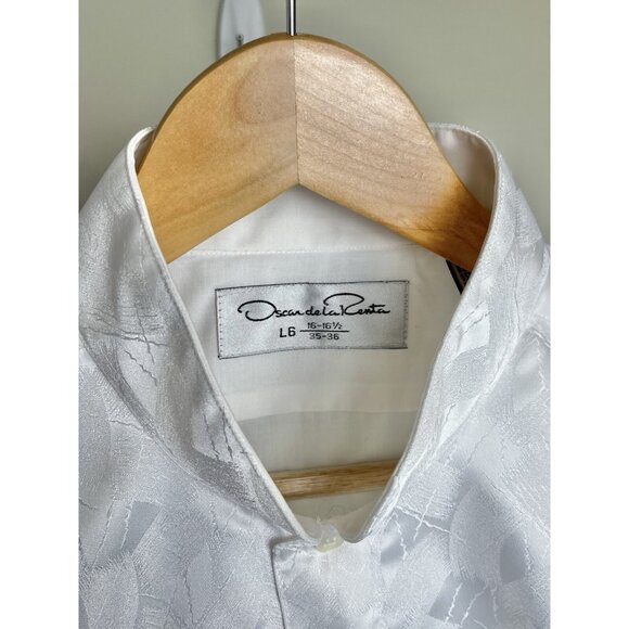 Oscar De La Renta Men’s Button Up Tuxedo Shirt White Lg 16-16.5 X  35/36 Formal - Picture 2 of 9